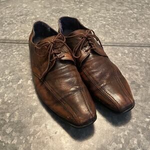 Kenzo Mens Brown Leather Square Toe Dress Shoes 6.5 Business Casual Designer